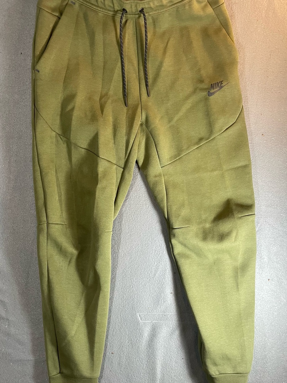 Nike Olive Green Fleece Joggers with Drawstring Waist